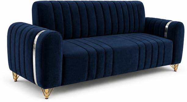 Woodtronic Luxury Channel-Tufted Velvet Sofa Fabric 3 + 1 Sofa Set