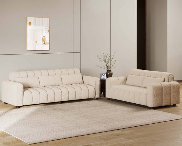 RM HOME Treasure Boucle Premium Fab HR Foam Modern Design Soft Seating Ultimate Comfort Fabric 3 + 2 Sofa Set