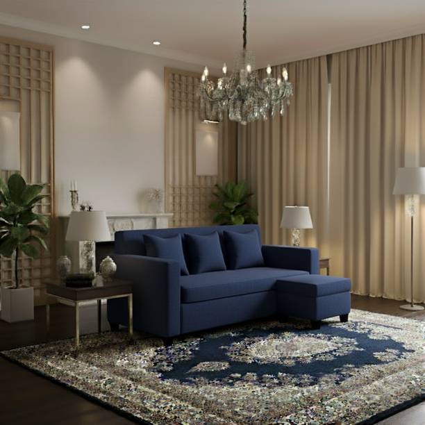 WAKESURE Premium Quality 3 Seater With Ottoman Jute Fabric 3 + 1 Sofa Set
