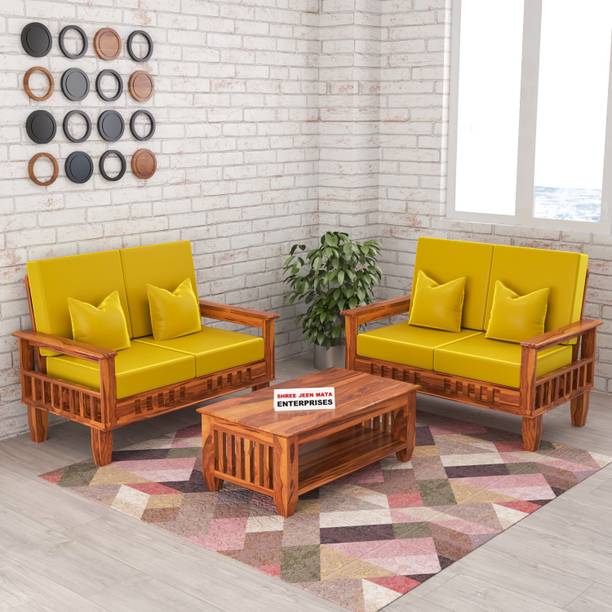 JeenWood KUBER Design Solid Wood Four Seater Sofa Set With 'HOLLAND' POLYESTER Fabric | Fabric 2 + 2 Sofa Set