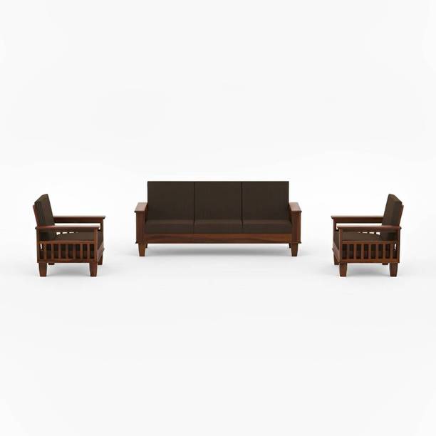 CLANECRAFT Solid Sheesham Wood Five Seater Sofa Set For Living Room/ Office | Fabric 3 + 1 + 1 Sofa Set
