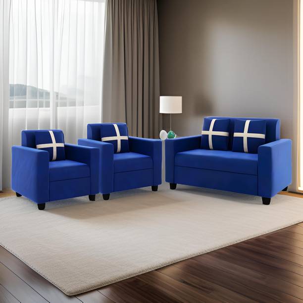 Cherry Wood Rio Highback Fabric 2 + 1 + 1 Sofa Set