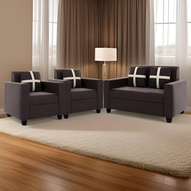 Allie Wood Rio Highback Fabric 2 + 1 + 1 Sofa Set