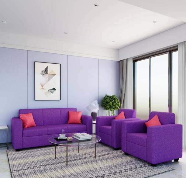 HOORAIN HOORAIN FURNITURE PURPLE Solid Wood 3 + 1 + 1 Sofa Set