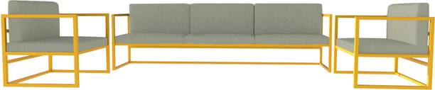 FURNITURE KI FACTORY Metal Sofa Set Outdoor/Indoor Sofa Set Jute Fabric Fabric 3 + 1 + 1 Sofa Set