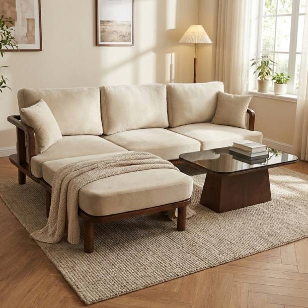 Sheijin NATURAL TEAK FRAME Solid Wood 3 + 2 Sofa Set