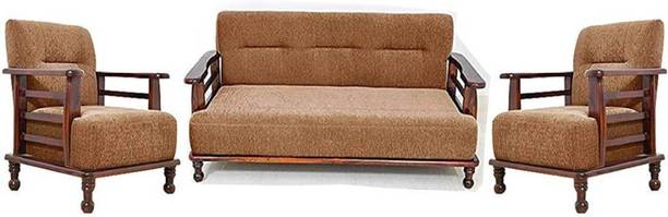 Taskwood Furniture Solid Sheesham Wood Five seater Sofa Set For Living Room / Office / Hotels /Café Fabric 3 + 1 + 1 Sofa Set