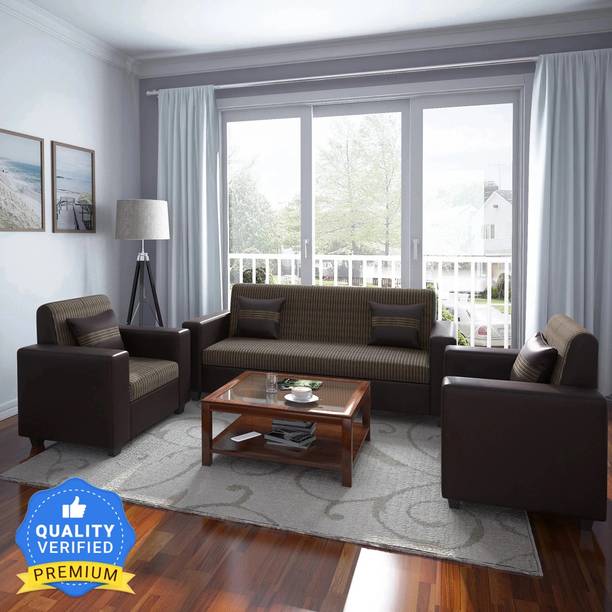 Flipkart Perfect Homes Crete Leatherette comfortable Stylish Fabric 3 + 1 + 1 Sofa Set
