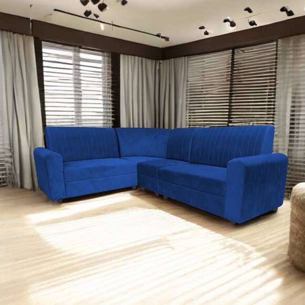 Starlet Farnitre Velvet L-Shape 6 Seaters Sofa Set for Home Fabric 3 + 2 + 1 Sofa Set
