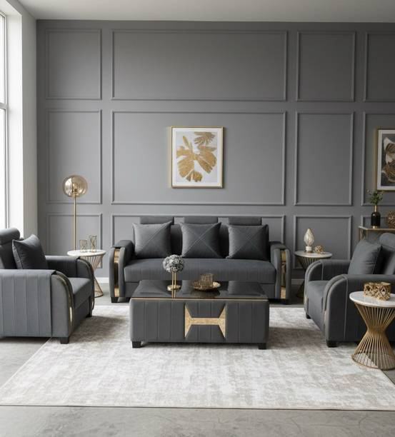 GOSWAMI Classy Solid Wood 3 + 1 + 1 Sofa Set