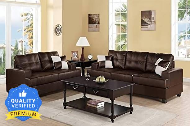Homeify Harlow Faux Leather for Living Room Leatherette 3 + 2 Sofa Set