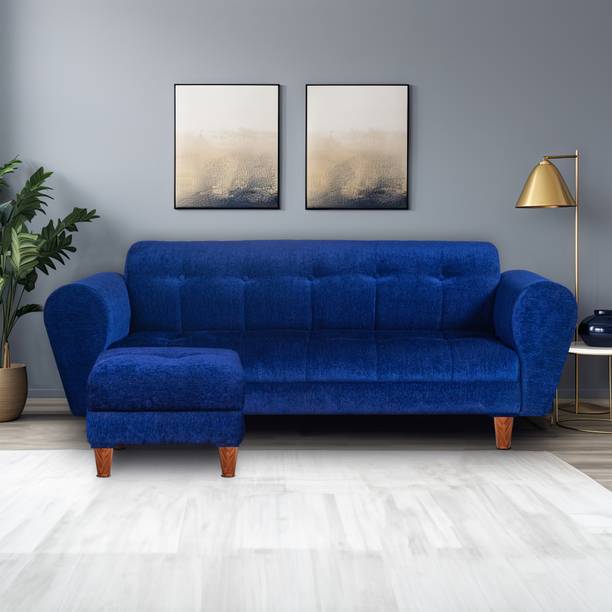 Seventh Heaven Milan 4 Seater Sofa with Ottoman, Chenille Molfino Fabric: 2 year Warranty Fabric 3 + 1 Sofa Set