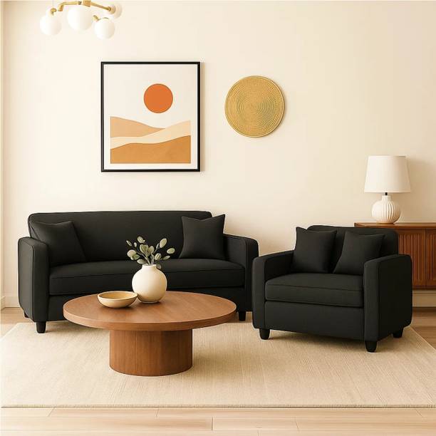 WAKESURE Premium Quality Jute Fabric 3 + 2 Sofa Set