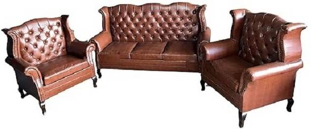 MAM ENTERPRISE Wood Sofa Set for Home Living Room Wooden Sofa Fabric 3 + 1 + 1 Sofa Set