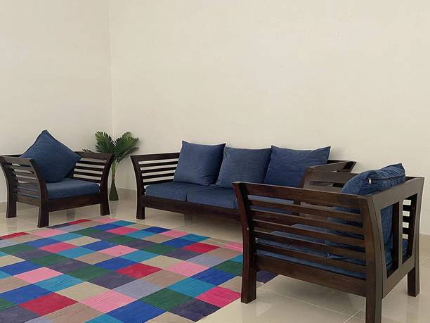 DRYLC FURNITURE Solid Sheesham Wood For Living Room | Office Fabric 3 + 1 + 1 Sofa Set
