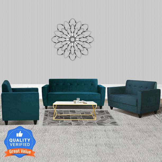 ARRA Remo 6 Seater Sofa Green Fabric 3 + 2 + 1 Sofa Set