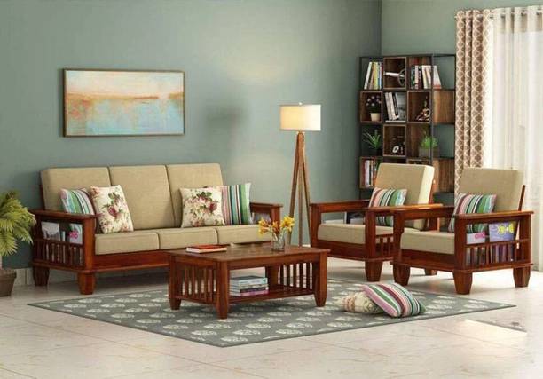 PAREEK FURNITURES SOFA SET 5 SEATER Solid Wood 3 + 1 + 1 Sofa Set