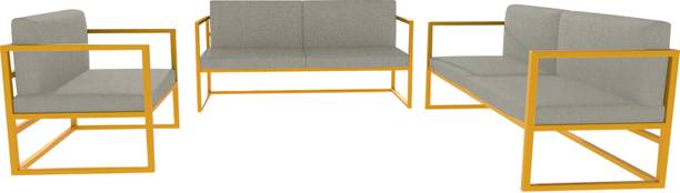 FURNITURE KI FACTORY 2 + 2 + 1 Metal Sofa Set Outdoor/Indoor Sofa Set Jute Fabric Fabric 2 + 2 Sofa Set