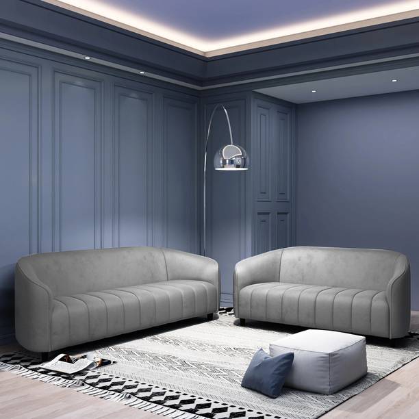 CARLTON LONDON Olivia Grey Fabric 3 + 2 Sofa Set