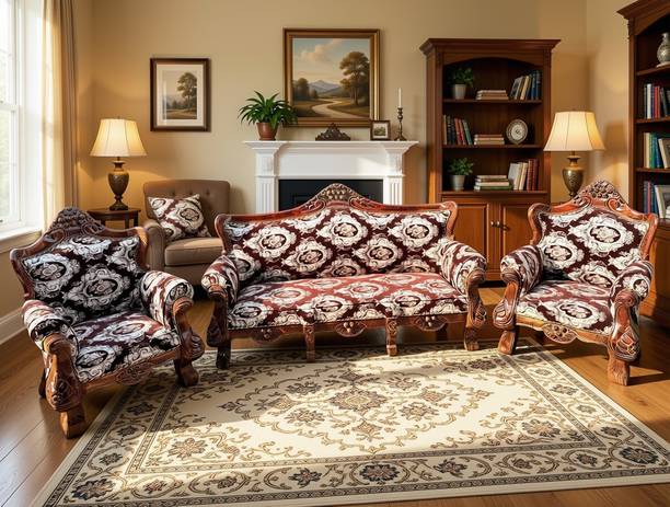 Wood Master Sre sofa set 3 1 1 seater Teak (Sagun) Solid (Delivery condition - Pre-assembled) Fabric 3 + 1 + 1 Sofa Set