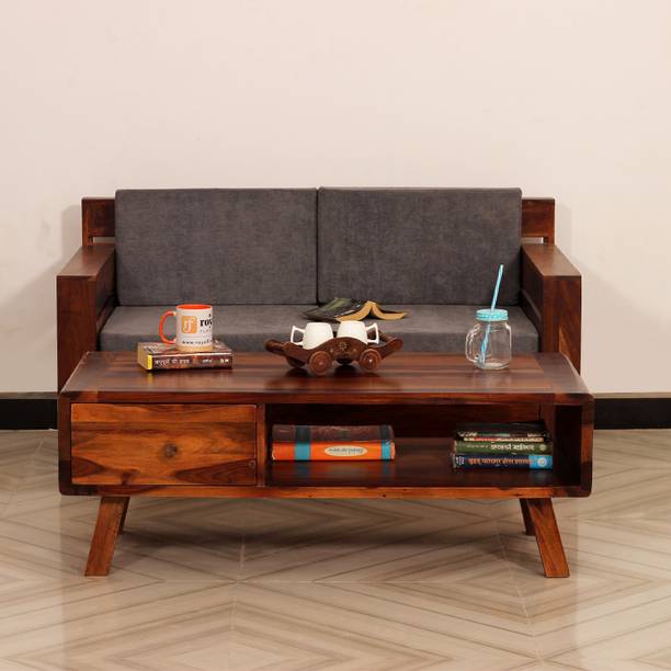 Sheesham Craft MirageMingle Handcrafted Sheesham Wood Sofa- Space-Efficient,Easy Assembly Fabric 2 Seater  Sofa