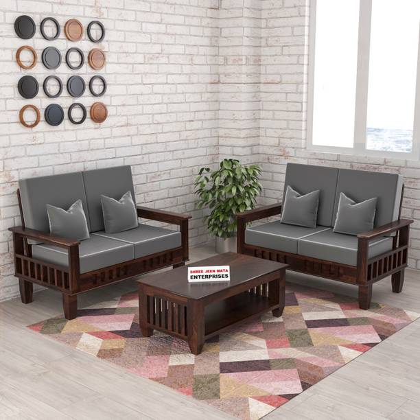JeenWood KUBER Design Solid Wood Four Seater Sofa Set With 'HOLLAND' POLYESTER Fabric | Fabric 2 + 2 Sofa Set