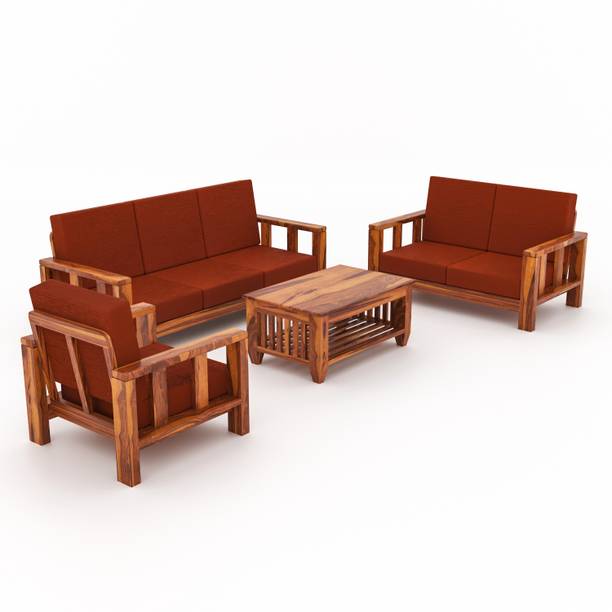 sarswatifurniture Solid Sheesham Wooden Fabric Sofa Set For Living Room, Home & Office Fabric 3 + 2 + 1 Sofa Set