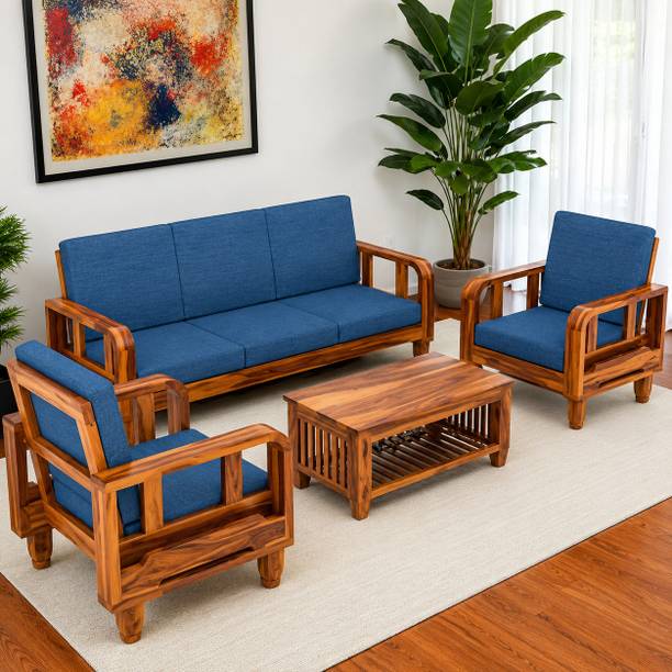 Kendalwood Furniture Solid Wooden for living Room Furniture with Center Table Fabric 3 + 1 + 1 Sofa Set