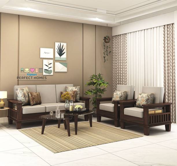 Flipkart Perfect Homes Wooden Fabric 3 + 1 + 1 Sofa Set