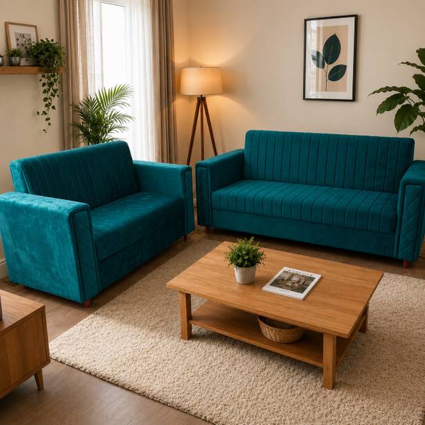 SNUZSPACE Vento Premium Fabric Upholstered Sofa Set for Living Room Fabric 3 + 2 + 1 Sofa Set
