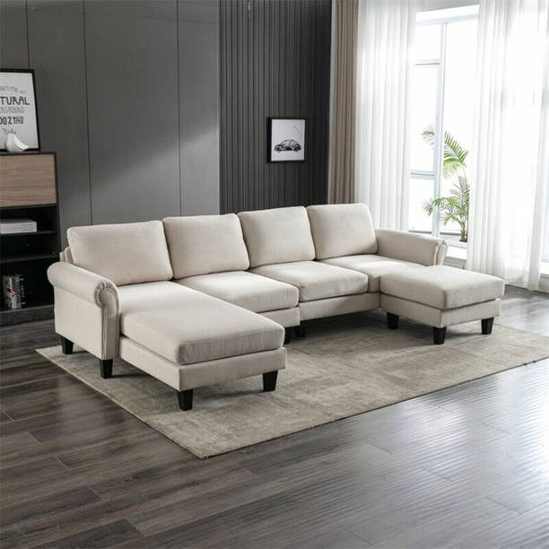 WAKESURE Premium Quality LHS With OttomanVelvet Fabric 3 + 2 + 1 Sofa Set