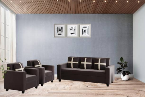 LIVEWELL Premium Quality Velvet Fabric 3 + 1 + 1 Sofa Set