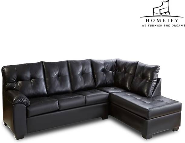 Homeify ALIX 5 Seater Faux Leather Sectional Sofa for Living Room Leather 3 + 2 Sofa Set