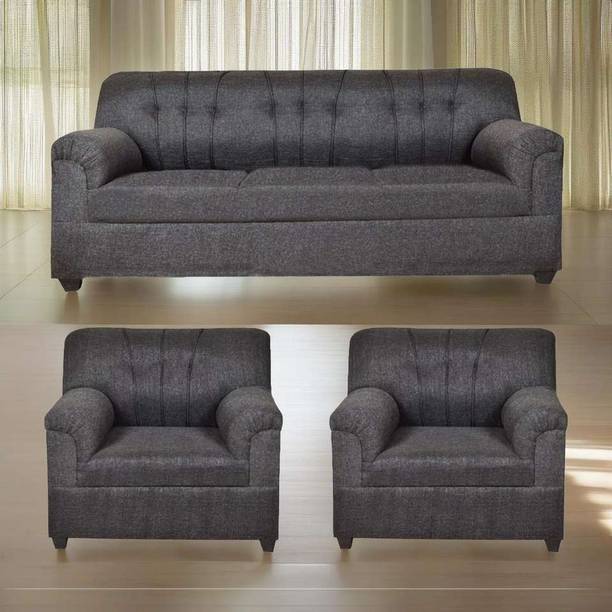SAM STORE royal 5 seater grey jute sofa Fabric 3 + 1 + 1 Sofa Set