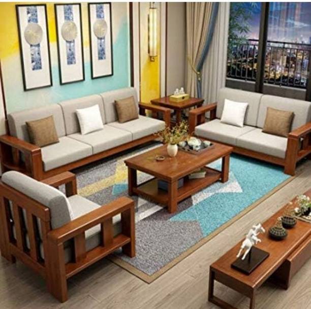 Nandrak Decor Solid wood 6 seater sofa set for living room Solid Wood 3 + 2 + 1 Sofa Set