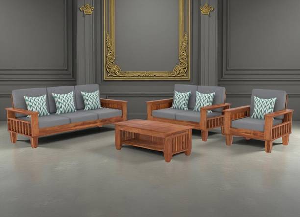 Surya Crafts Solid Sheesham Wooden Sofa Set For Living Room | Solid Wood 3 + 2 + 1 Sofa Set