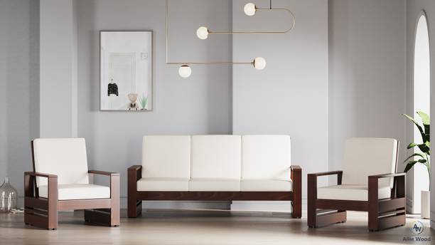 Allie Wood Rosewood (Sheesham) Fabric 3 + 1 + 1 Sofa Set