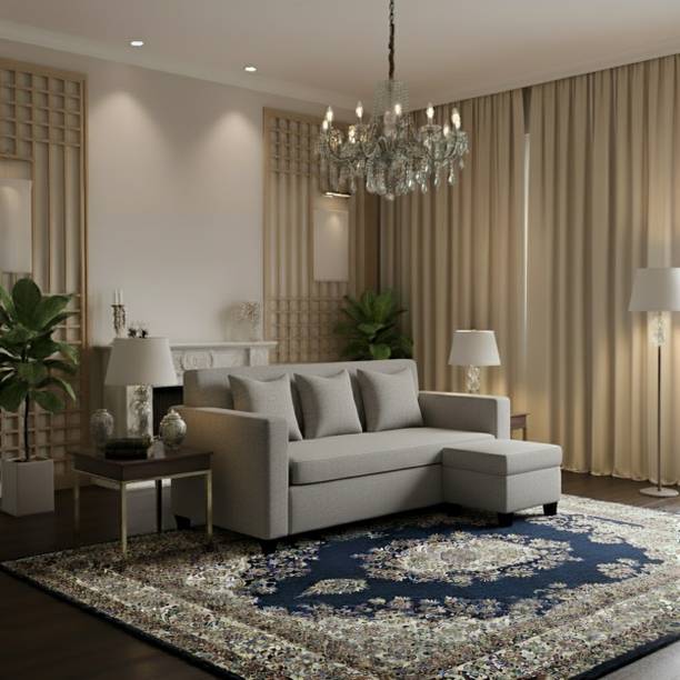 WAKESURE Premium Quality 3 Seater With Ottoman Jute Fabric 3 + 1 Sofa Set