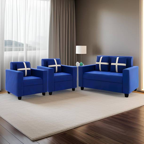 TAKELWOOD Fabric Four Seater Sofa Set For Living Room/ Office/ Guest Room || Fabric 2 + 1 + 1 Sofa Set