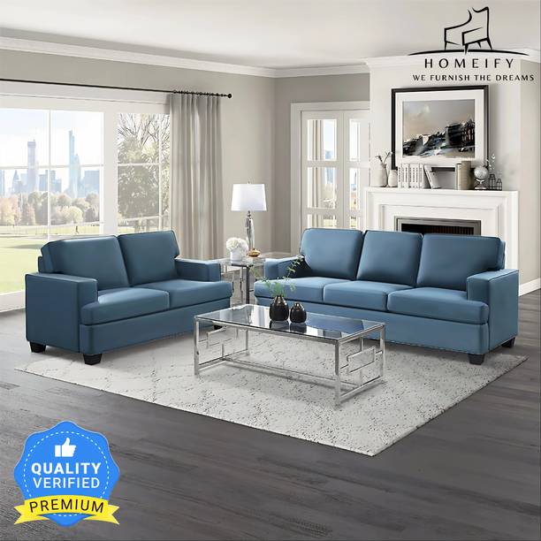 Homeify Wood Foster Fabric Living Room Fabric 3 + 2 Sofa Set