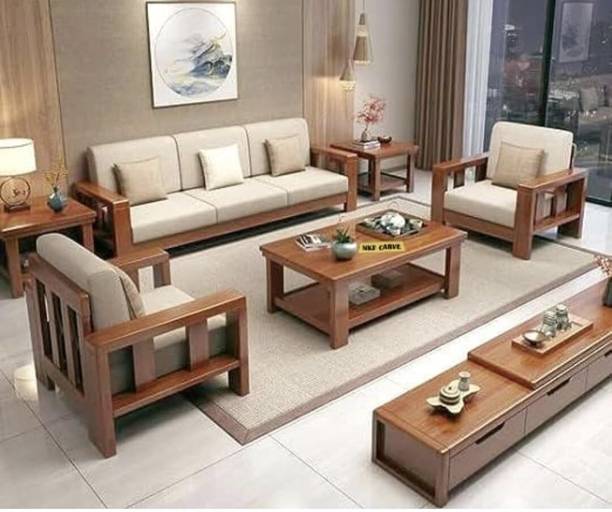 Devsignature 3+1+1 Solid Wood 5 Seater With Center Table For Home /Office And Living Room Solid Wood 3 + 1 + 1 Sofa Set