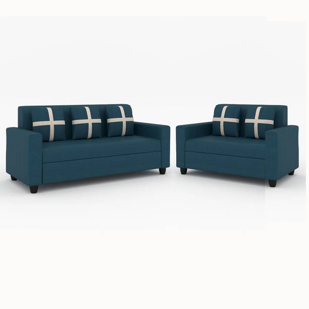 Cherry Wood Rio Highback Fabric 3 + 2 Sofa Set