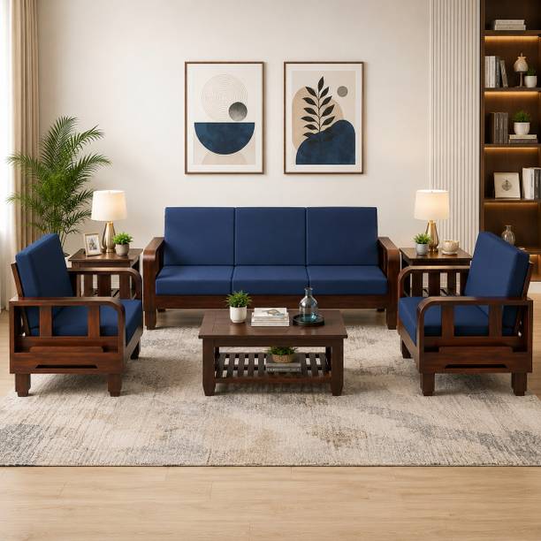 Kendalwood Furniture Solid Wood for living Room Furniture with Center Table Fabric 3 + 1 + 1 Sofa Set