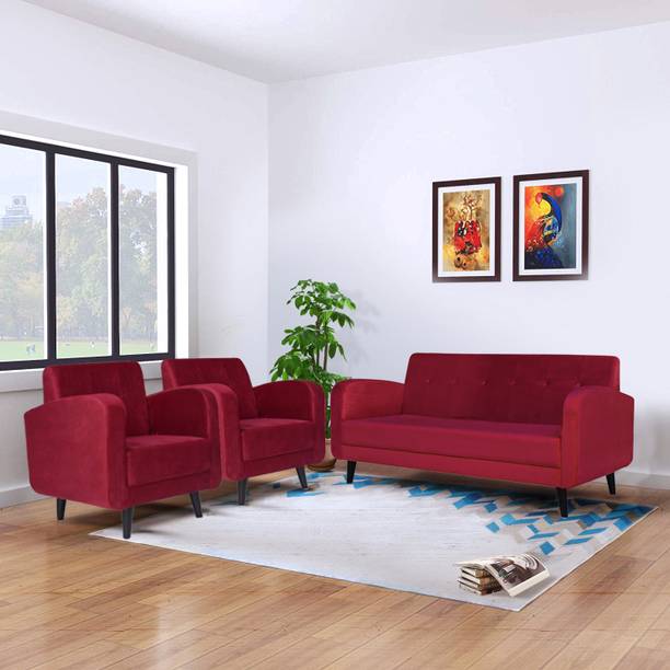 ARRA Rome Tufted Back 5 Seater Sofa Set Fabric 3 + 1 + 1 Sofa Set