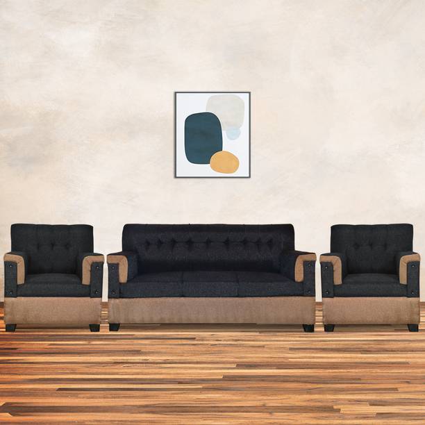 LIVEWELL Premium Quality Jute Fabric 3 + 1 + 1 Sofa Set