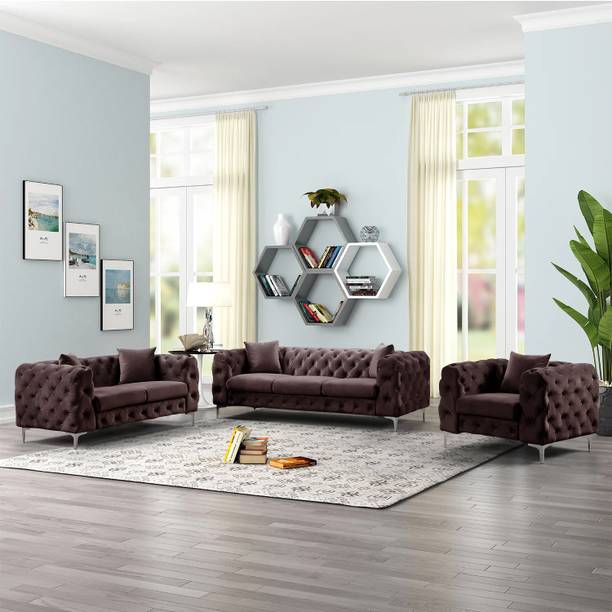 Flipkart Perfect Homes Diwan Couch Chaise Lounge for Home, Living Room, Drawing Room Solid Wood 3 + 2 + 1 Sofa Set