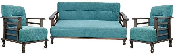 Douceur Furnitures Solid Sheesham Wood Five Seater Sofa Set For Living Room / Hotel. Fabric 3 + 1 + 1 Sofa Set