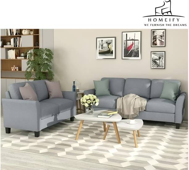 Homeify Swiss 5 Seater Fabric 3+2 Sofa Set for Living Room Fabric 3 + 2 Sofa Set