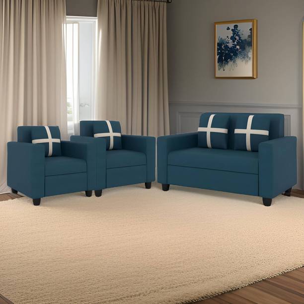 TAKELWOOD Fabric Four Seater Sofa Set For Living Room/ Office/ Guest Room || Fabric 2 + 1 + 1 Sofa Set
