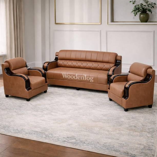 Woodenlog Half-leather 3 + 1 + 1 Sofa Set